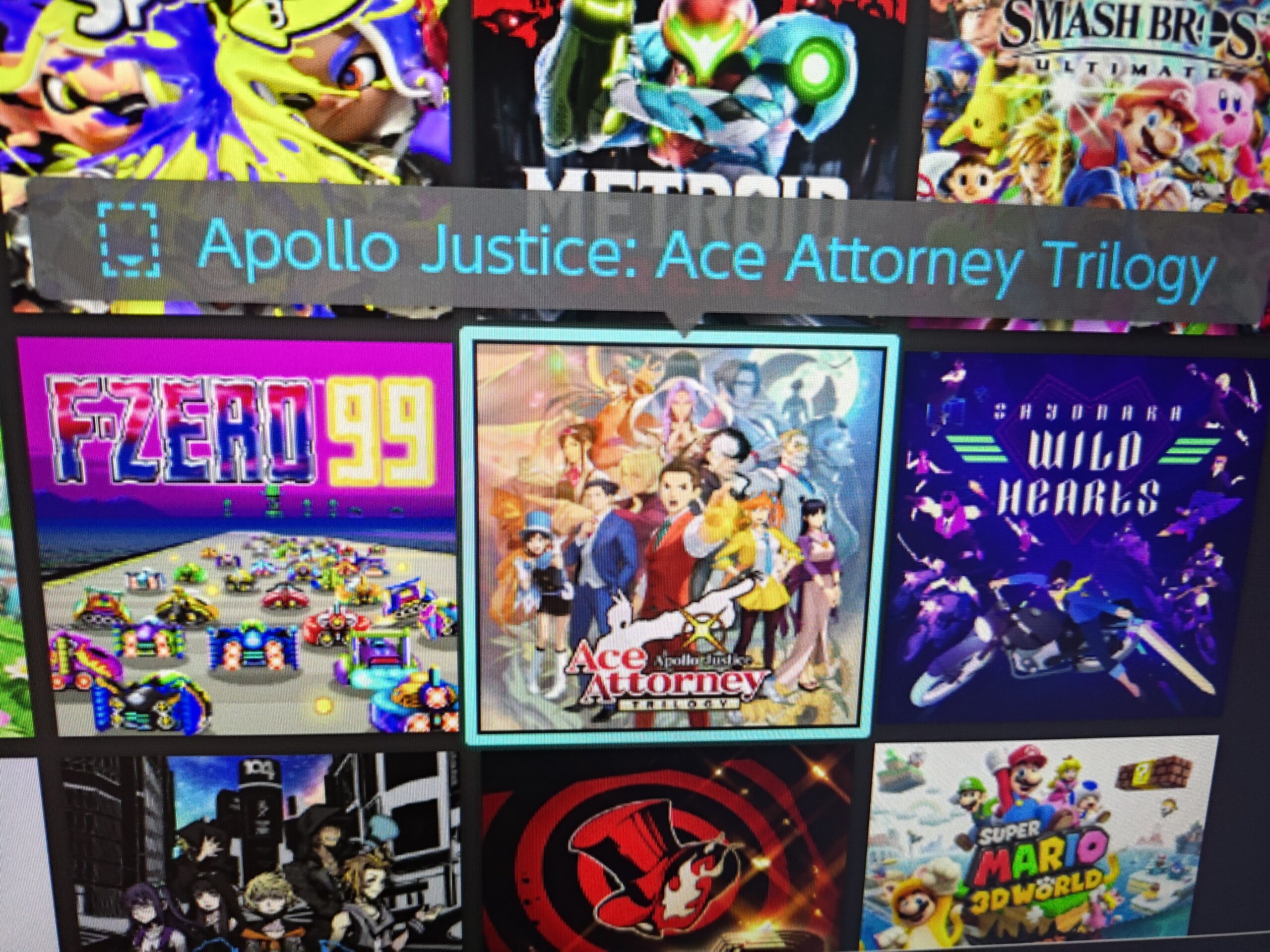 Apollo Justice: Ace Attorney Trilogy game thumbnail, as displayed on a Nintendo Switch